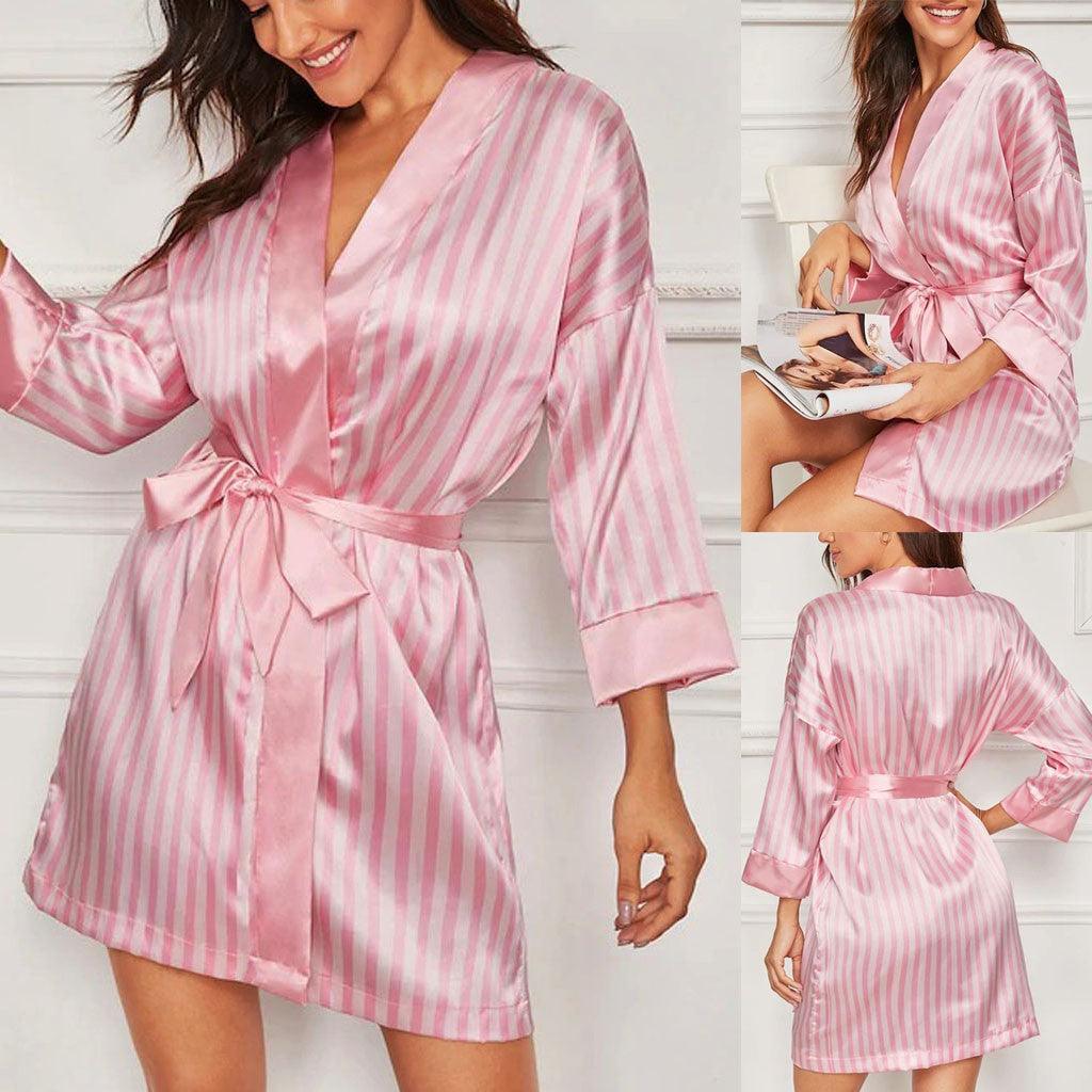 Fashionable home sexy stripe bathrobe - melvincucci