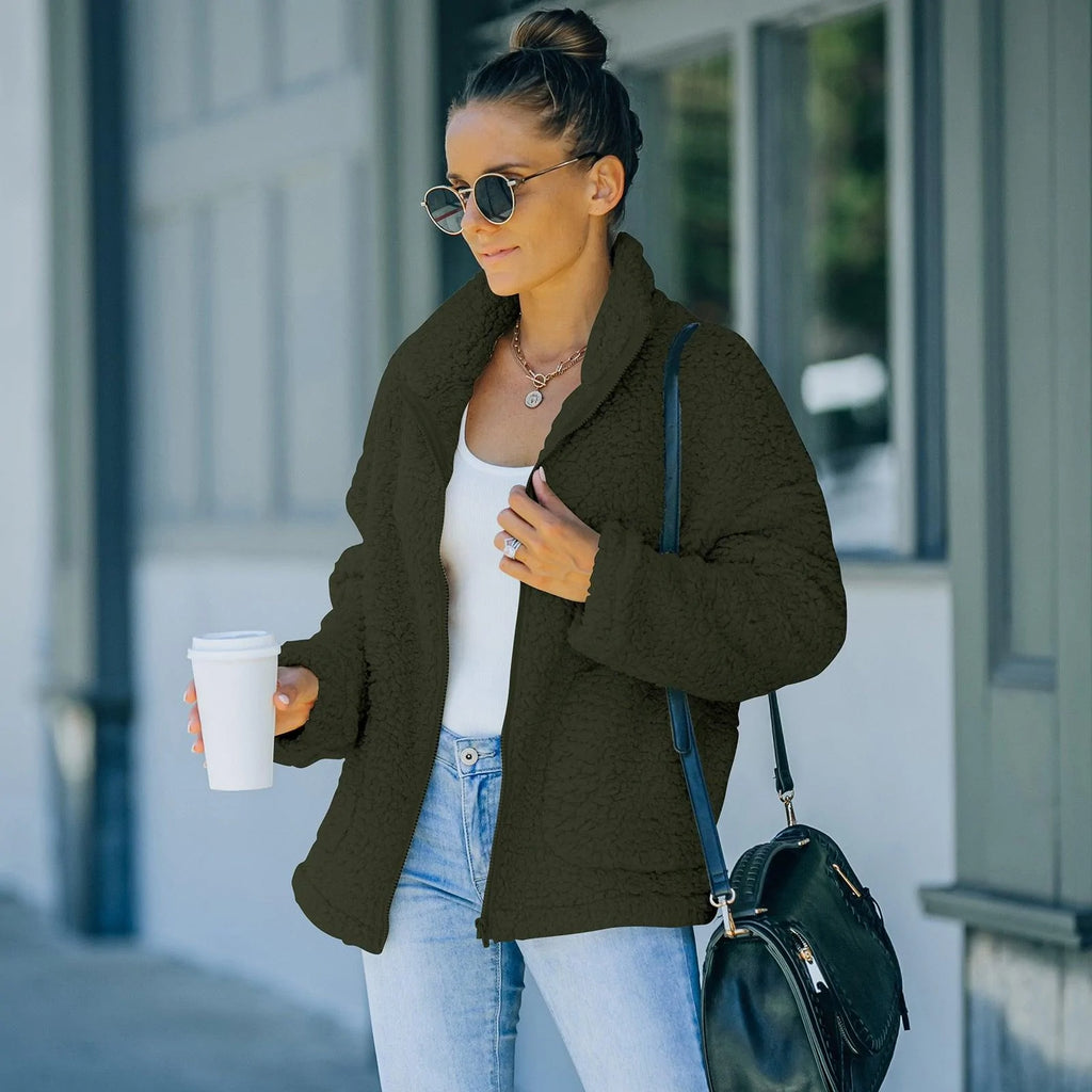 Fashionable Plush Warm Jacket Women - melvincucci