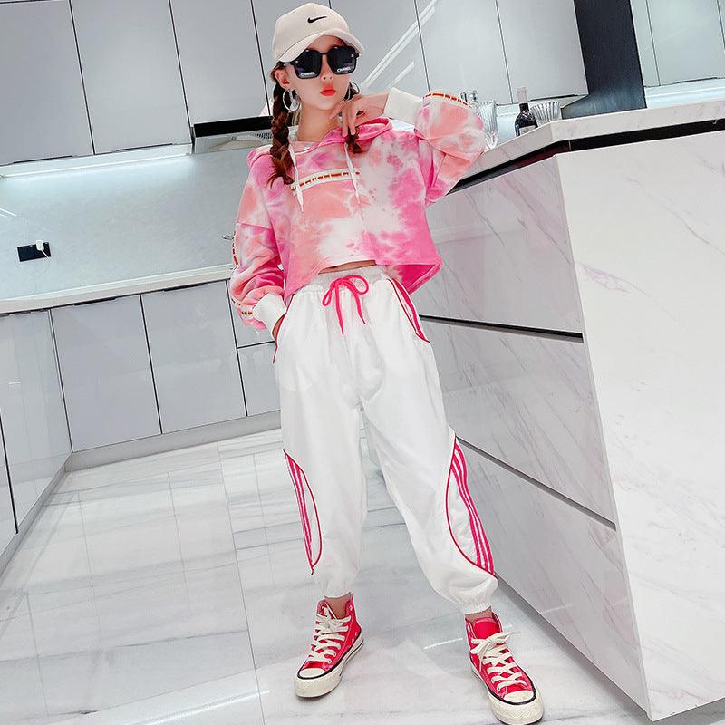 Girls' Tie-dye Autumn Suit, Western Style, Fashionable Children's Hip-hop Casual Sweater Two-piece Suit - melvincucci