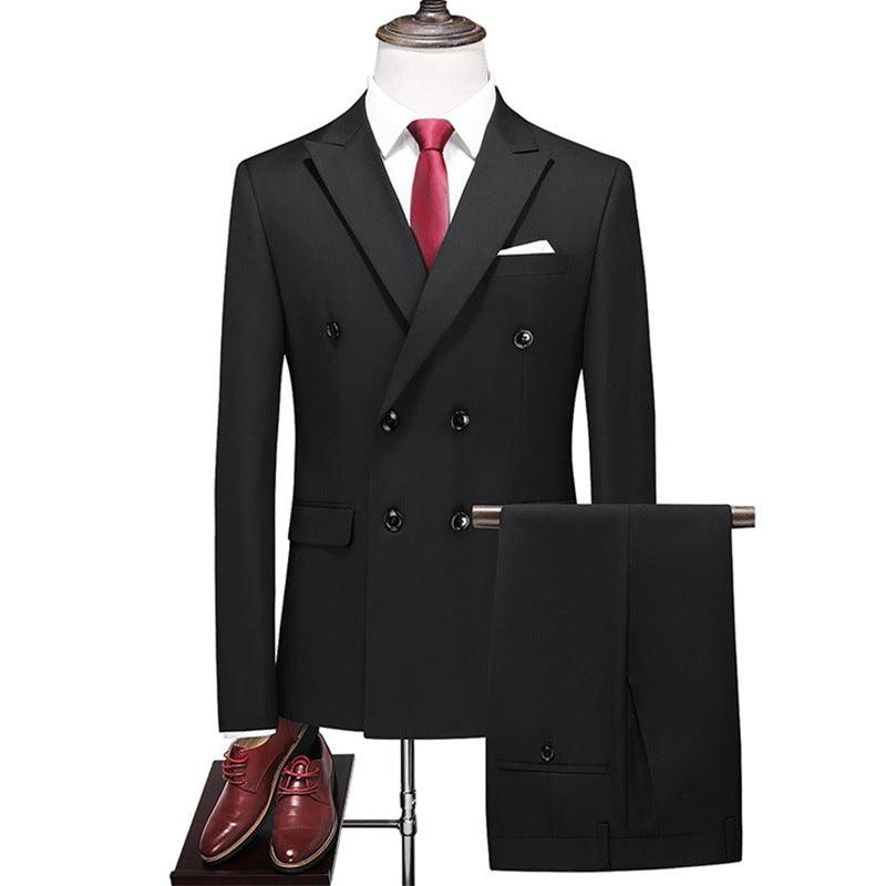 Male Host Two-piece Large Size Solid Color Suit - melvincucci