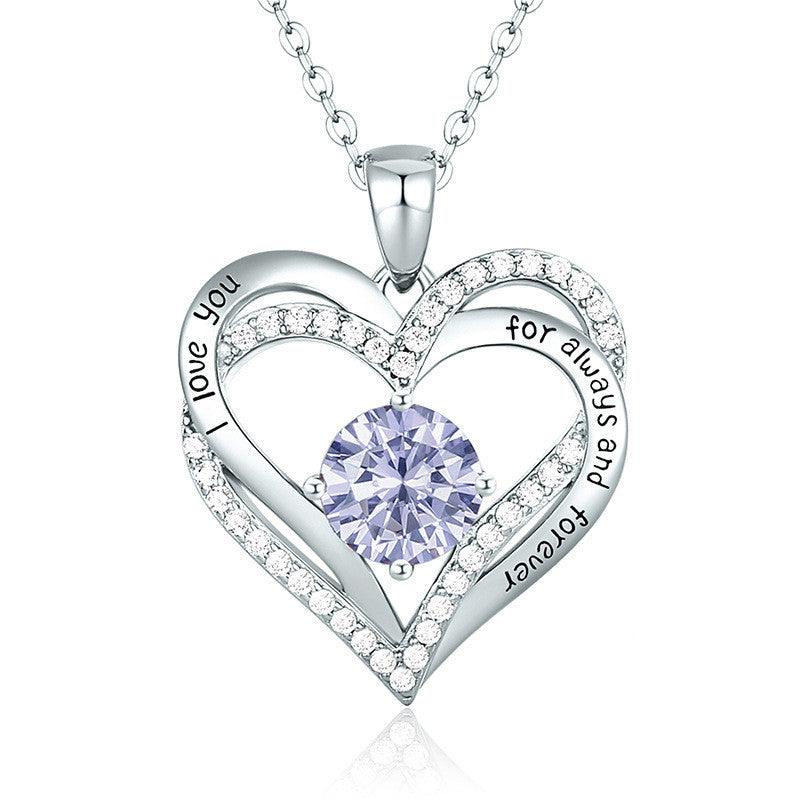 Female 925 Silver Twelve Birthstone Pendant Necklace - melvincucci