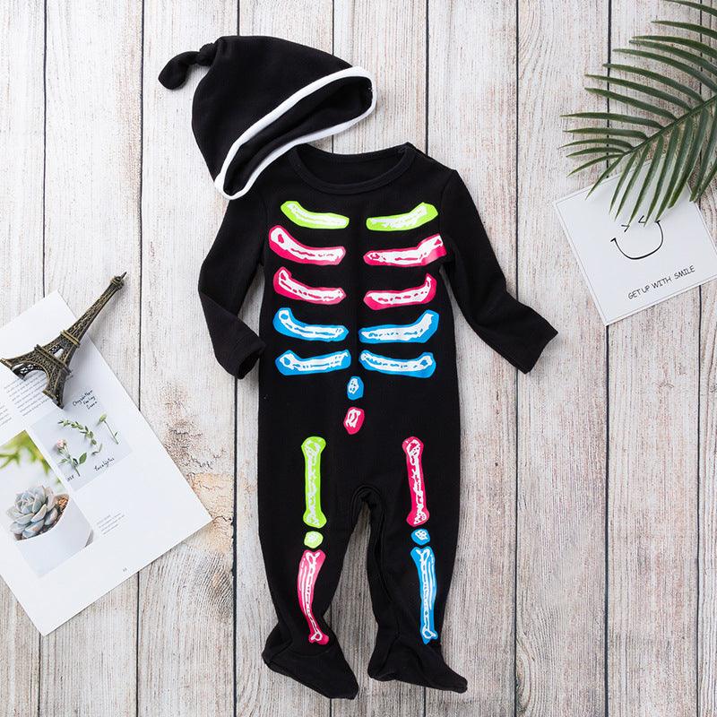 New Style Children's Long-sleeved Black Baby Jumpsuit Hat Suit - melvincucci