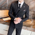 Men's Business Casual Double Breasted Striped Suit - melvincucci