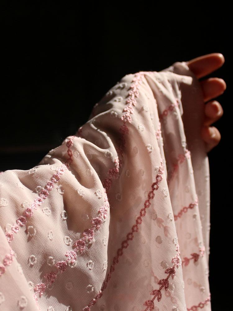 Hanfu Embroidery Flower High-end Chiffon Fabric Dress Clothing - melvincucci