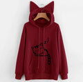 Female Women Casual Hoodies Sweatshirt Long Sleeve Hoody Cute Ears Printed Hoodies Tracksuit outerwear Sweatshirt - melvincucci