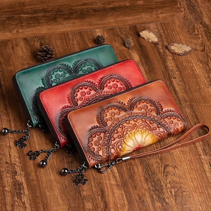 First layer cowhide wallet long women leather wallet - melvincucci