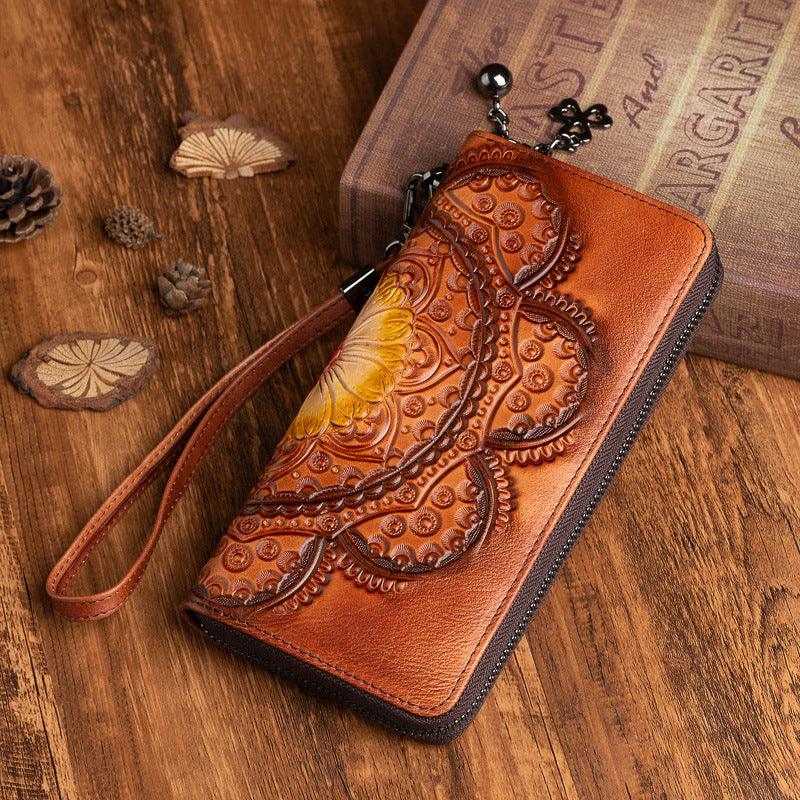 First layer cowhide wallet long women leather wallet - melvincucci