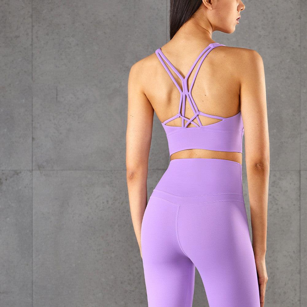 Fitness Cross Back Underwear Strappy Longline Yoga Bras Supportive Round Neck Gym Tops - melvincucci