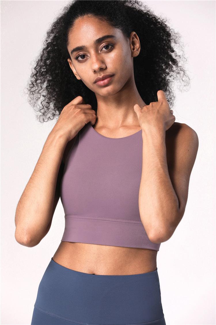 Fitness Cross Back Underwear Strappy Longline Yoga Bras Supportive Round Neck Gym Tops - melvincucci