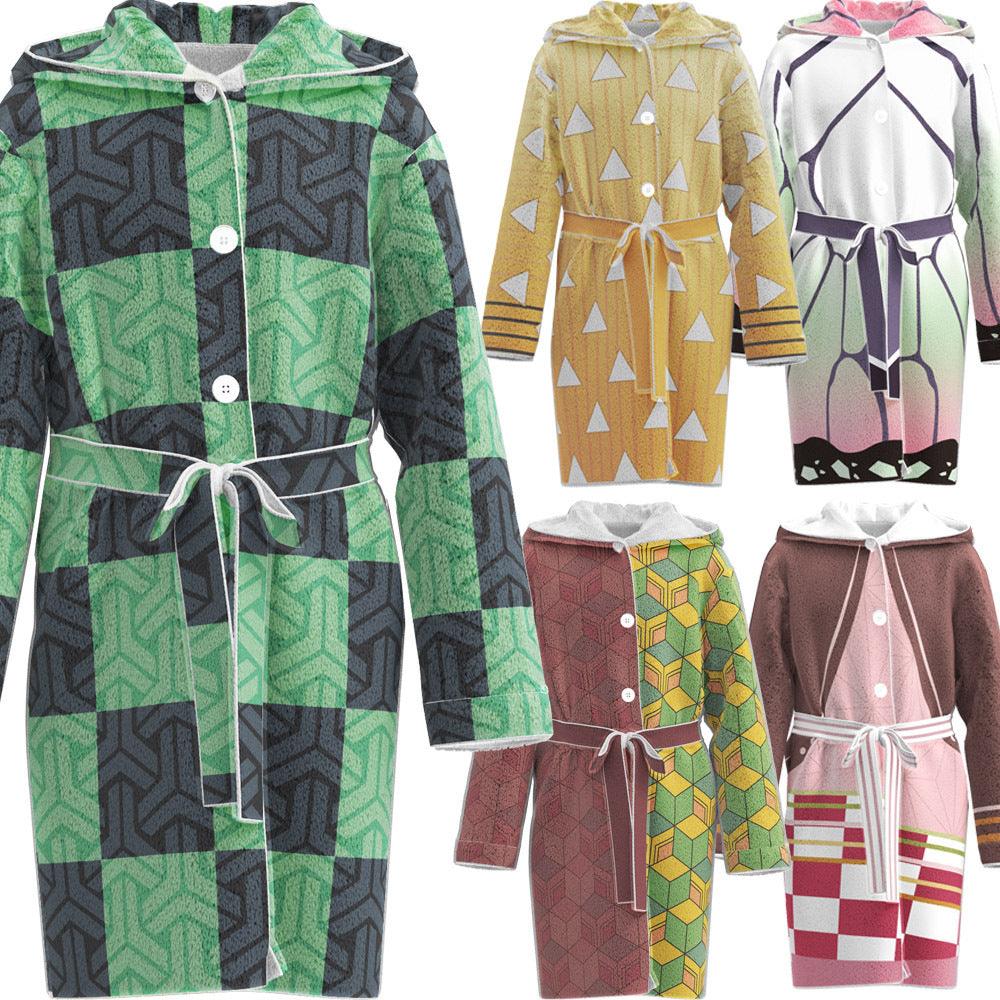 Flannel Bathrobe Two-dimensional Cloak Pajamas - melvincucci