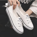 Flat and shallow canvas shoe female Korea edition student cloth shoe breathable one foot to pedal lazy person shoe - melvincucci