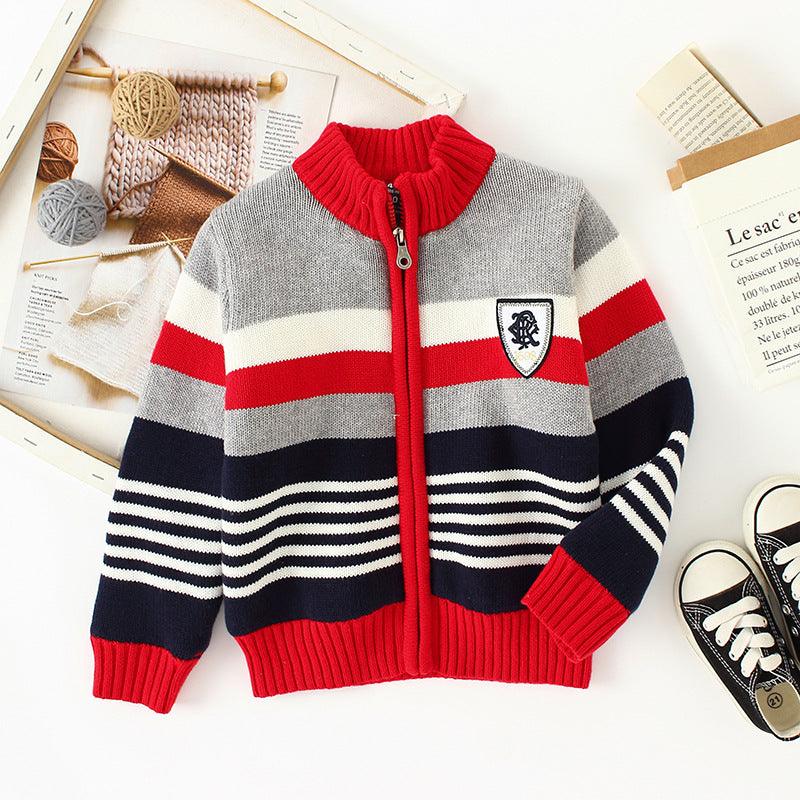 Fleece Sweater Cotton Jacket Children's Cardigan Knitwear Boys Pure Cotton - melvincucci