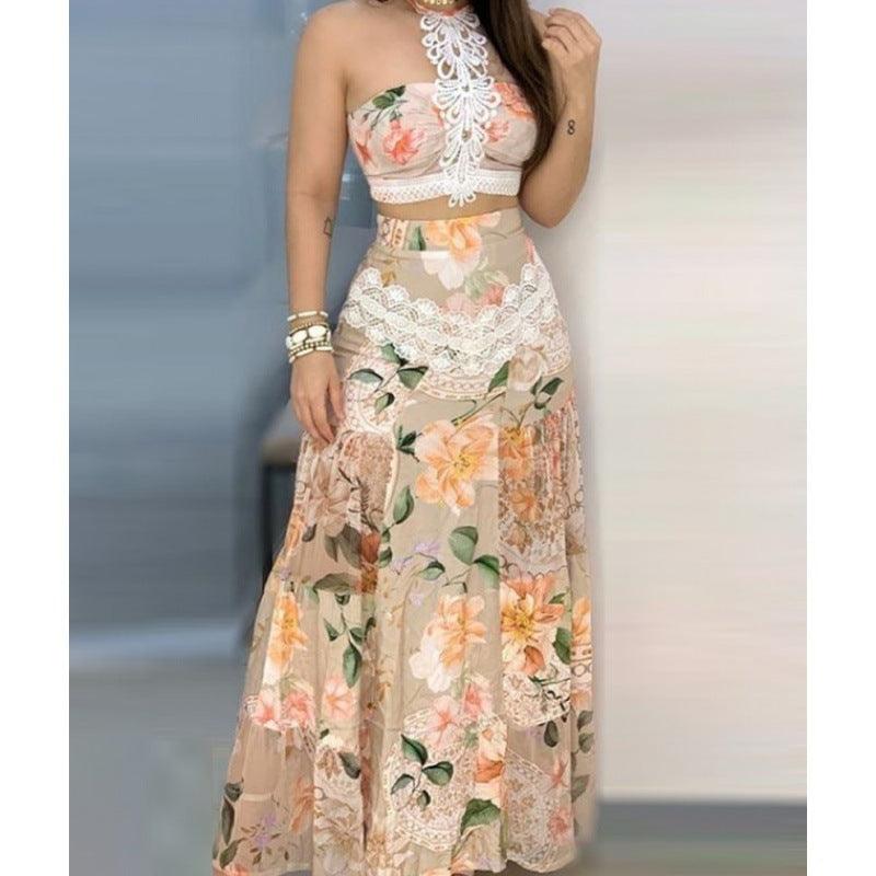 Floral Lace Hem Top & Skirt Sets Women - melvincucci