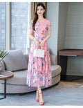 Floral Long Skirt Plus Size Women's Printed Dress - melvincucci