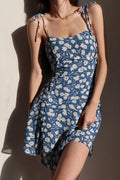 Floral Skirt Waist Tie Suspender Skirt Holiday Style Dress Short Skirt Women - melvincucci