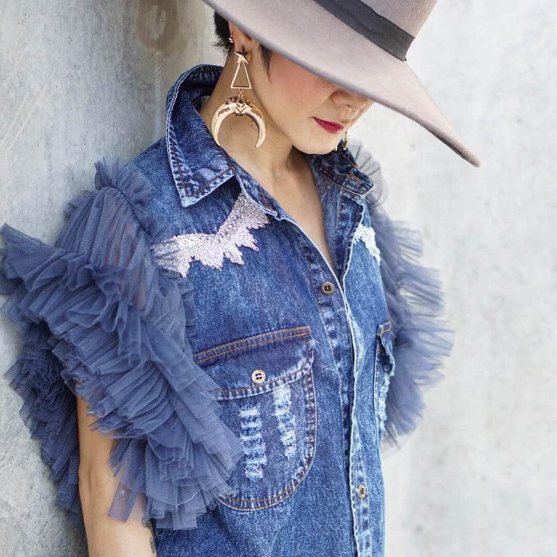Frayed denim jacket women - melvincucci
