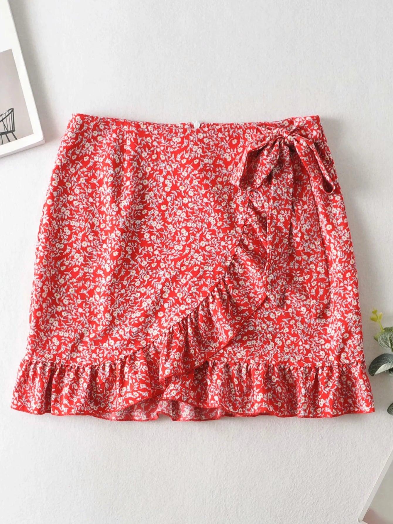 French Waist Lace Printed Skirt Skirt Women - melvincucci