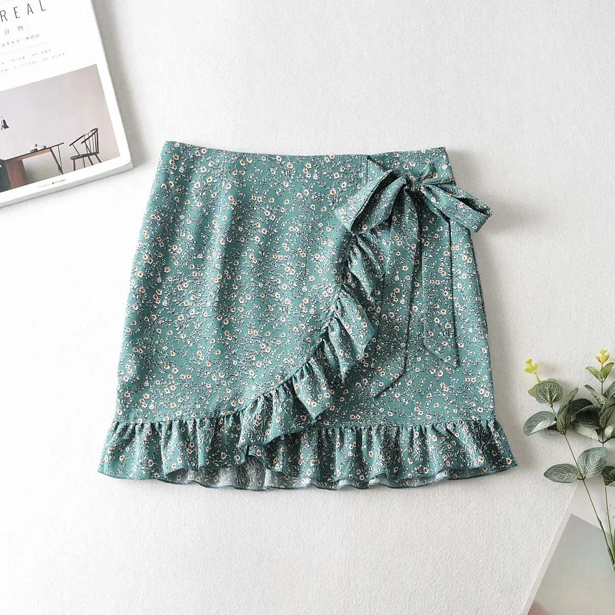 French Waist Lace Printed Skirt Skirt Women - melvincucci