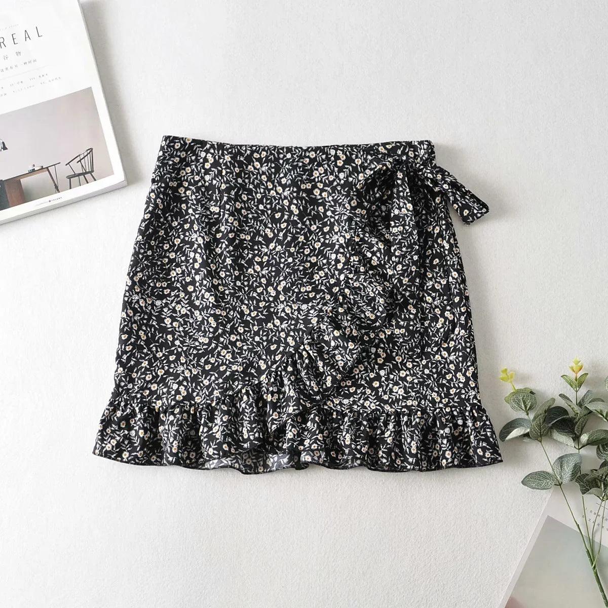 French Waist Lace Printed Skirt Skirt Women - melvincucci