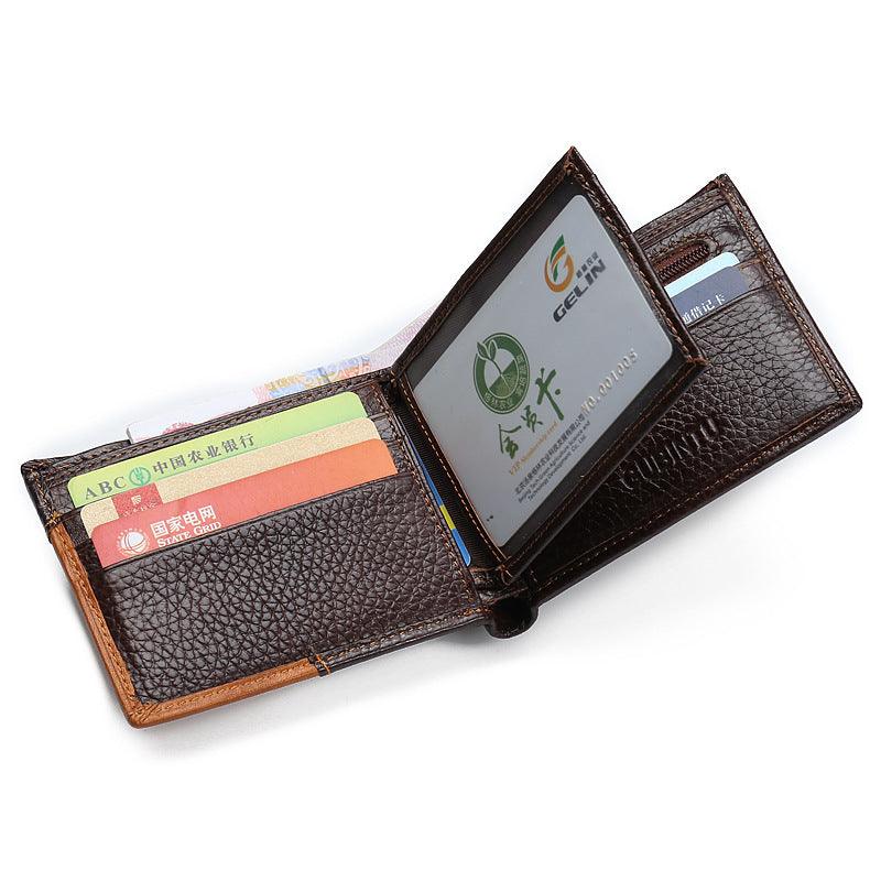 Genuine Leather Men Patchwork Wallets Male Purse Cowhide - melvincucci