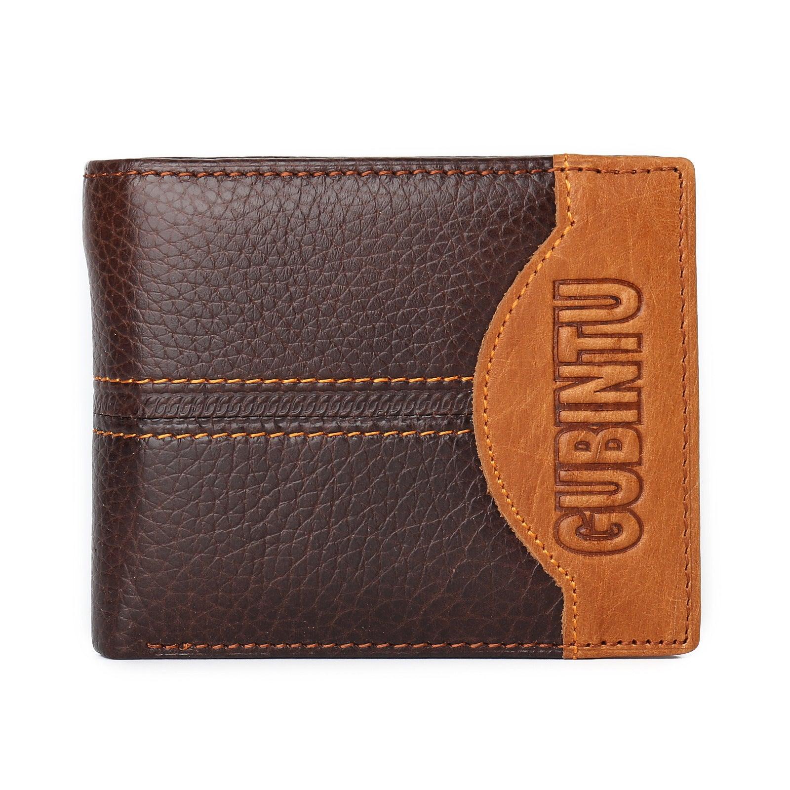 Genuine Leather Men Patchwork Wallets Male Purse Cowhide - melvincucci