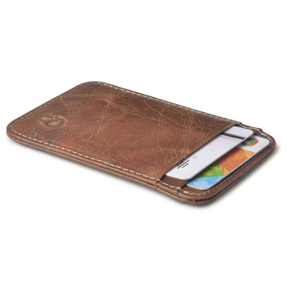 Genuine Leather Men Wallet Brown Coin Purse Small Mini Card - melvincucci
