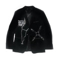 Gothic Style Dark Black Velvet Woolen Shoulder Pad Blazer Women - melvincucci