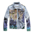 Graffiti Digital Print Slim Jacket Men Trendy Punk Denim Jacket - melvincucci