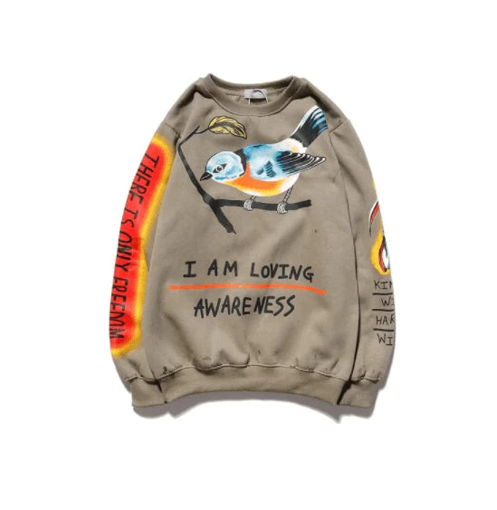 Graffiti Letter Velvet Sweatshirt Men - melvincucci
