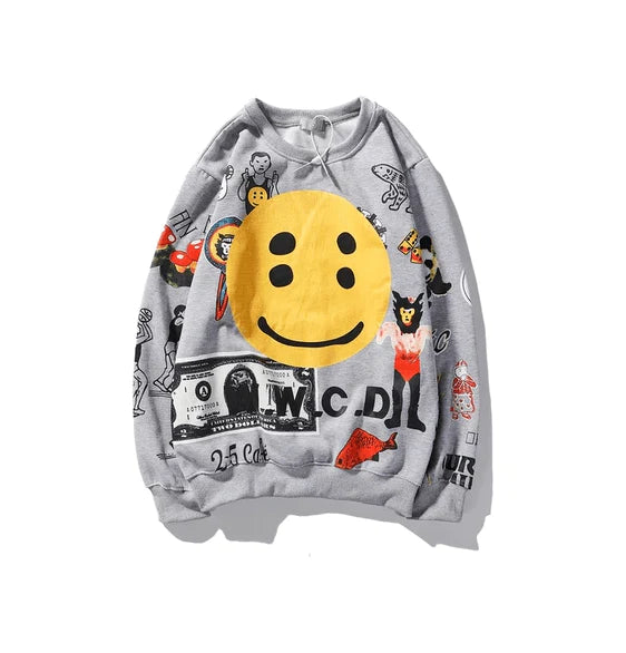 Graffiti Letter Velvet Sweatshirt Men - melvincucci