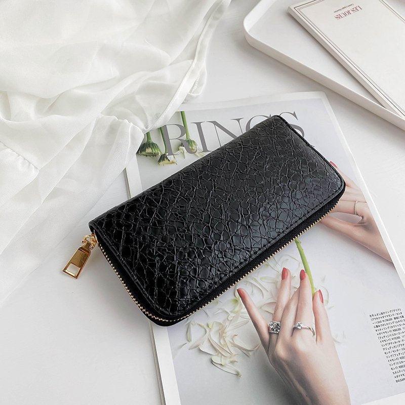 Grid Pattern Womens Wallets Purses Leather Long Wallet Hasp Phone Bag Money Coin Pocket Card Holder Female Wallet Purse - melvincucci