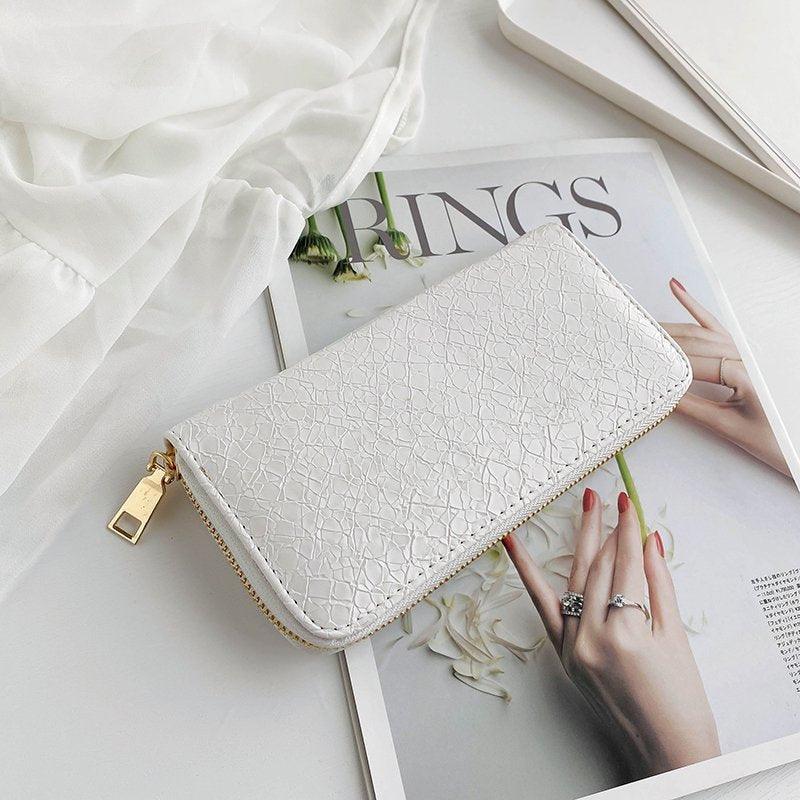 Grid Pattern Womens Wallets Purses Leather Long Wallet Hasp Phone Bag Money Coin Pocket Card Holder Female Wallet Purse - melvincucci