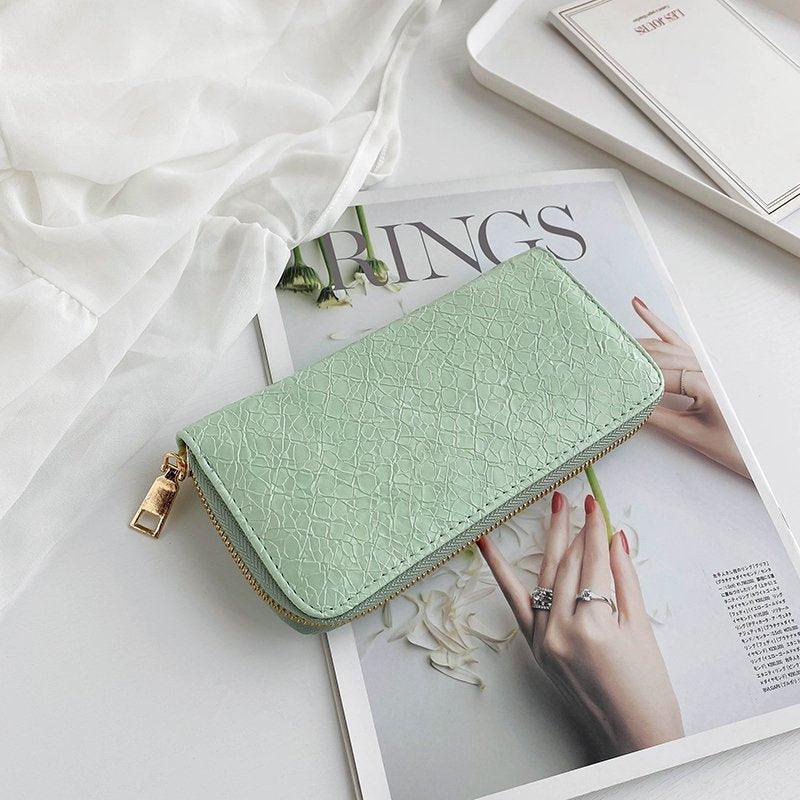 Grid Pattern Womens Wallets Purses Leather Long Wallet Hasp Phone Bag Money Coin Pocket Card Holder Female Wallet Purse - melvincucci