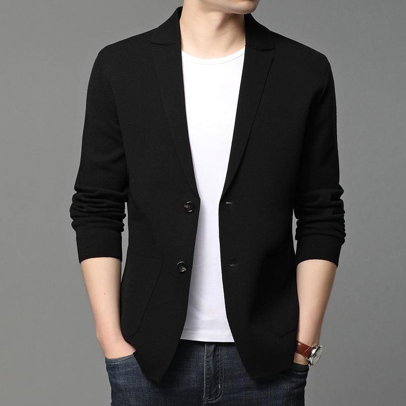Hair Spring And Autumn Men''S T-Shirt Coat Korean Version Blazer Solid Color Cardigan Handsome Men''S Sweater - melvincucci