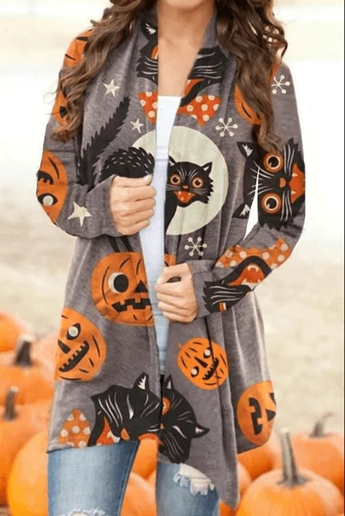 Halloween Digital Printing Casual Cardigan Jacket Women - melvincucci