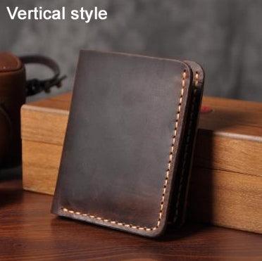 Handmade Vintage Crazy horse Genuine Leather Wallet Men Wallet Leather engrave Short Wallet Men Purse Male Money Clips Money bag - melvincucci