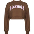 Harajuku Letter Printed Brown Cropped Sweatshirt Women Tops - melvincucci