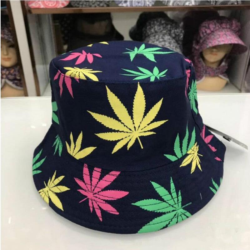 Hemp Leaf Fisherman Hat Cotton Maple Leaf Basin Hat Men And Women Fashion Fishing Hat Summer Outdoor Shade Sun Sat - melvincucci