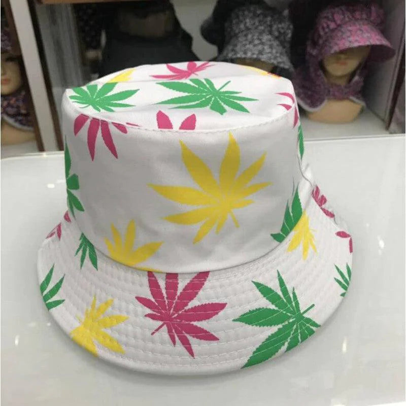 Hemp Leaf Fisherman Hat Cotton Maple Leaf Basin Hat Men And Women Fashion Fishing Hat Summer Outdoor Shade Sun Sat - melvincucci
