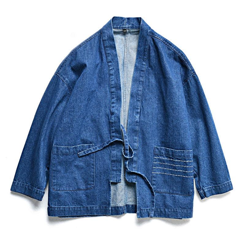 Herringbone Denim Denim Robe Loose Jacket - melvincucci