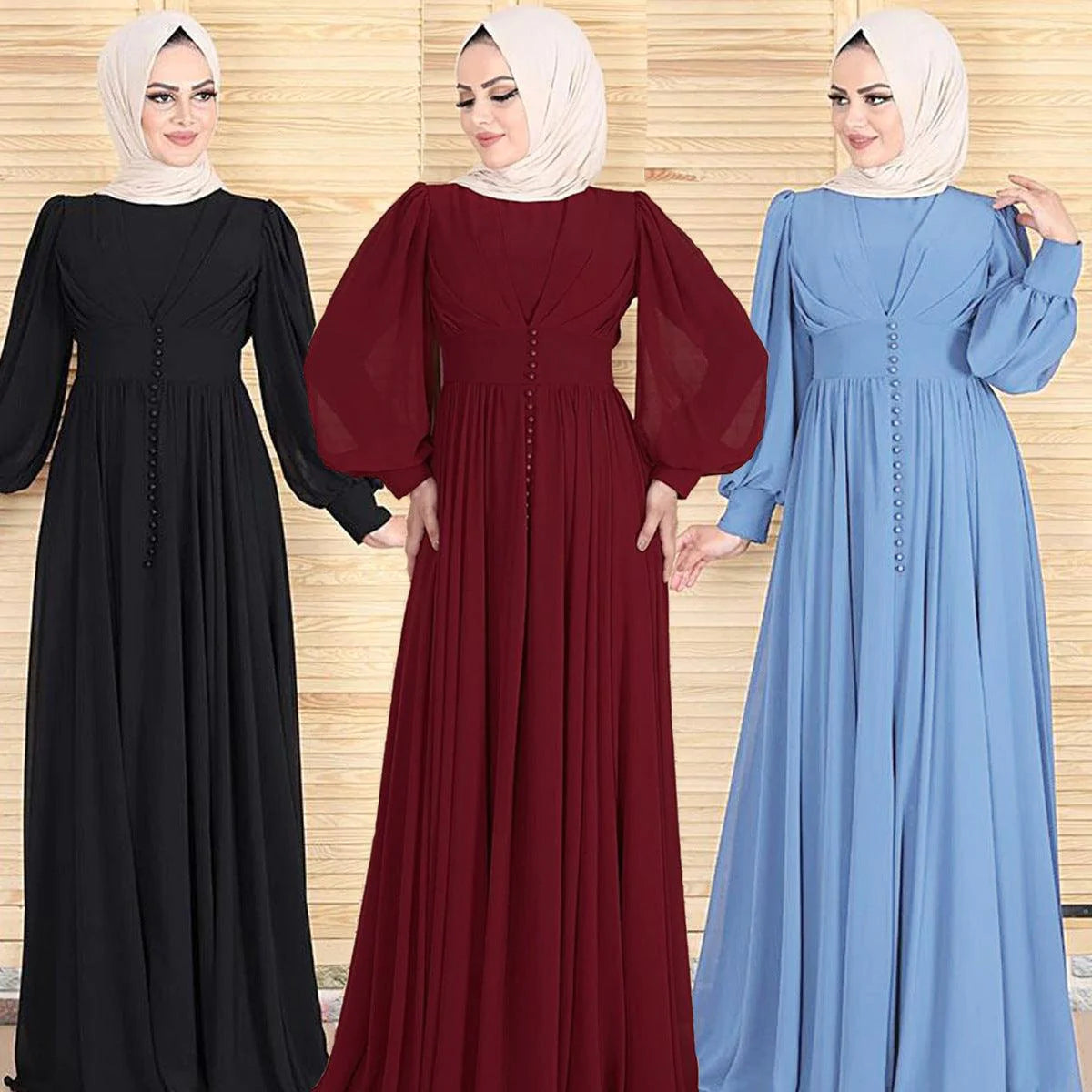 High-density Double Chiffon Fashion Simple And Elegant Muslim Dress - melvincucci
