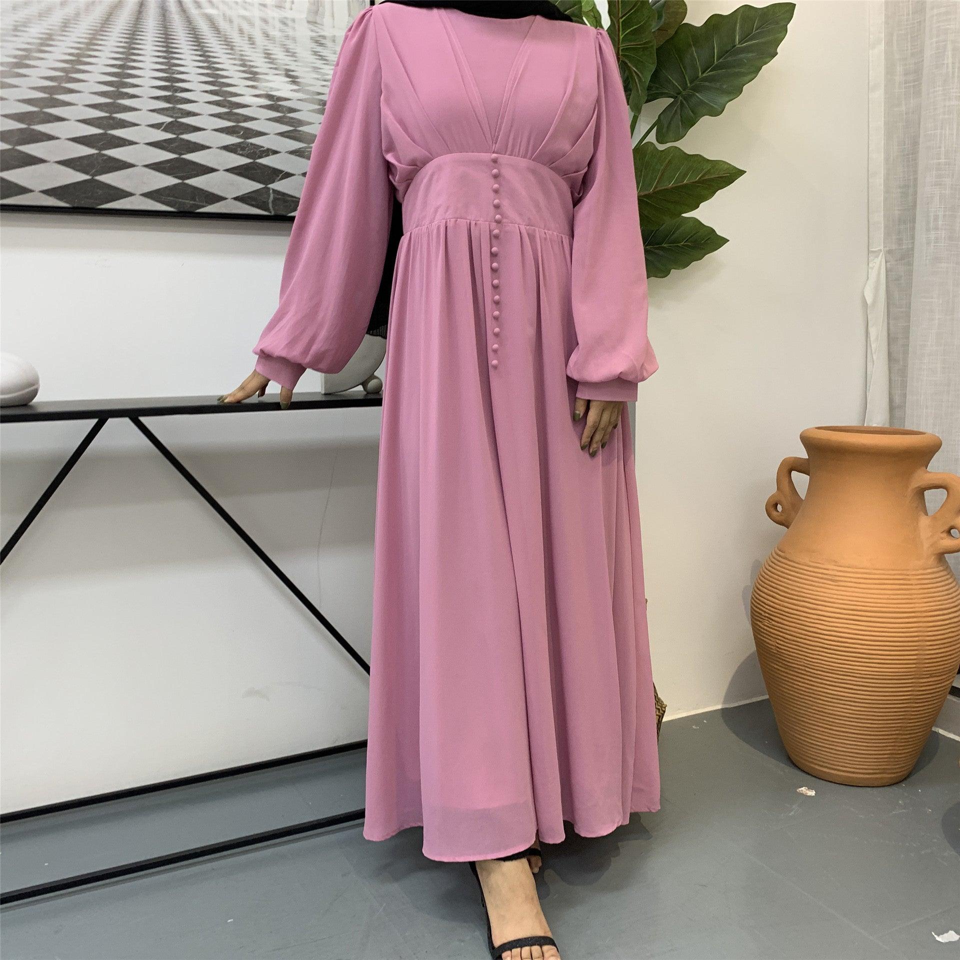 High-density Double Chiffon Fashion Simple And Elegant Muslim Dress - melvincucci