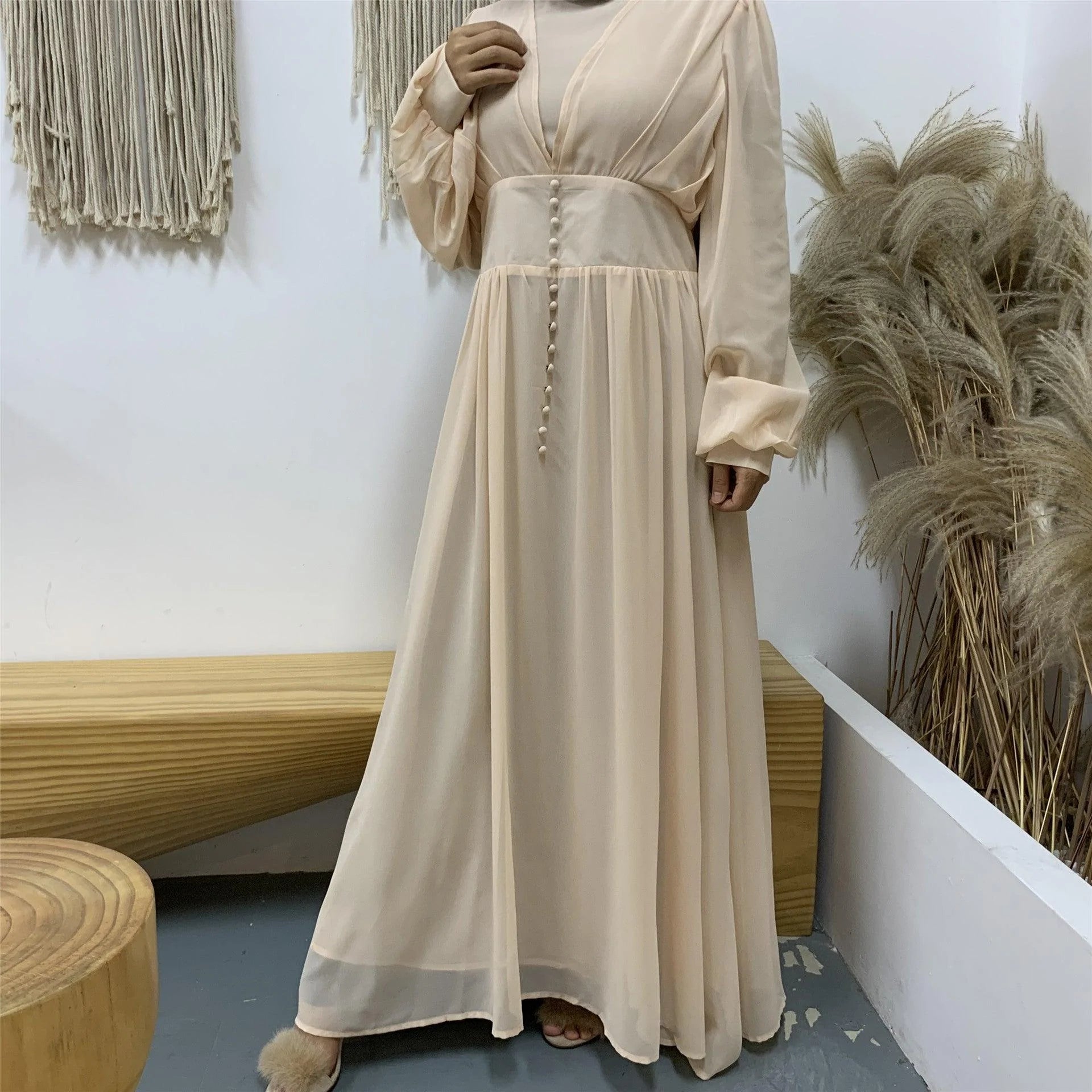 High-density Double Chiffon Fashion Simple And Elegant Muslim Dress - melvincucci