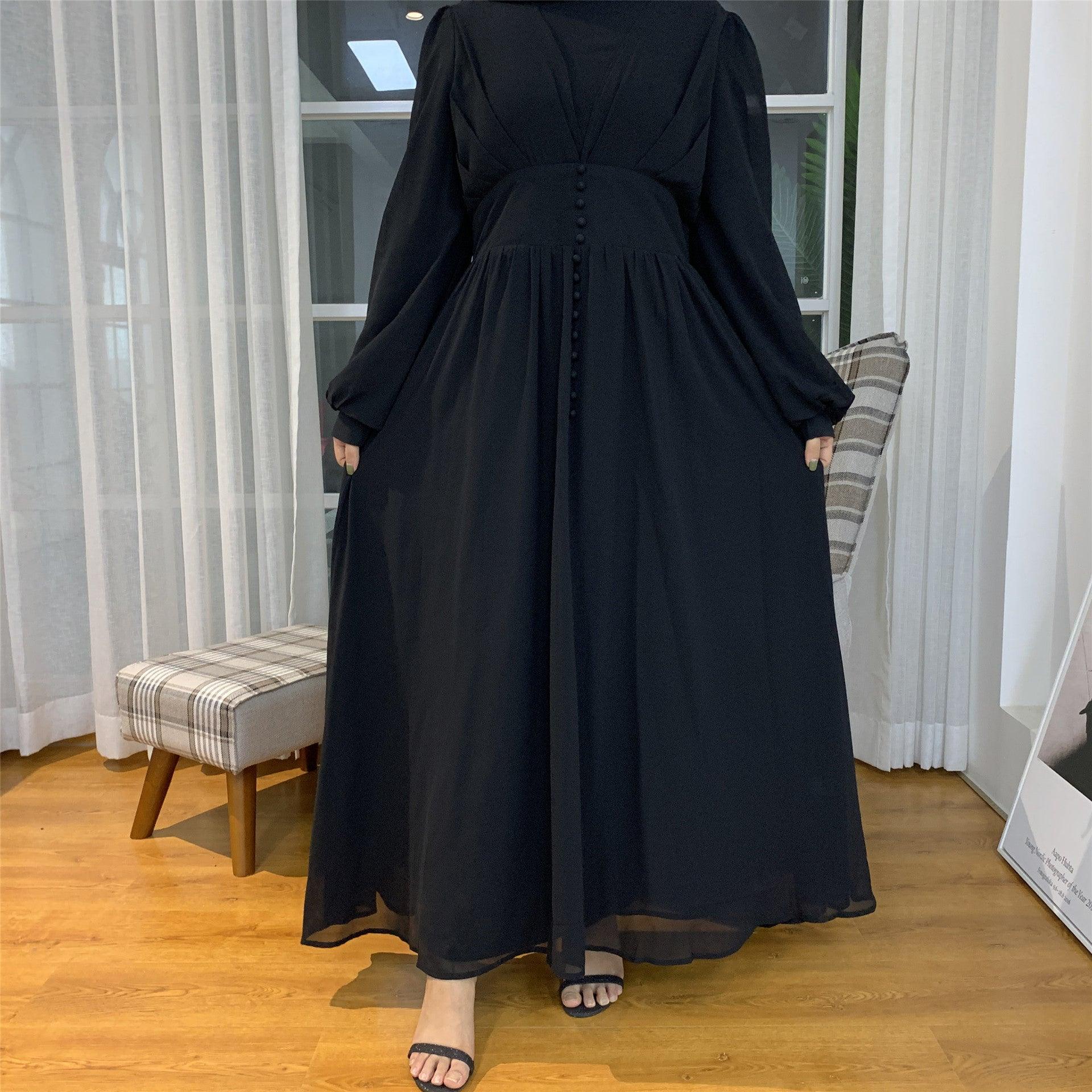 High-density Double Chiffon Fashion Simple And Elegant Muslim Dress - melvincucci