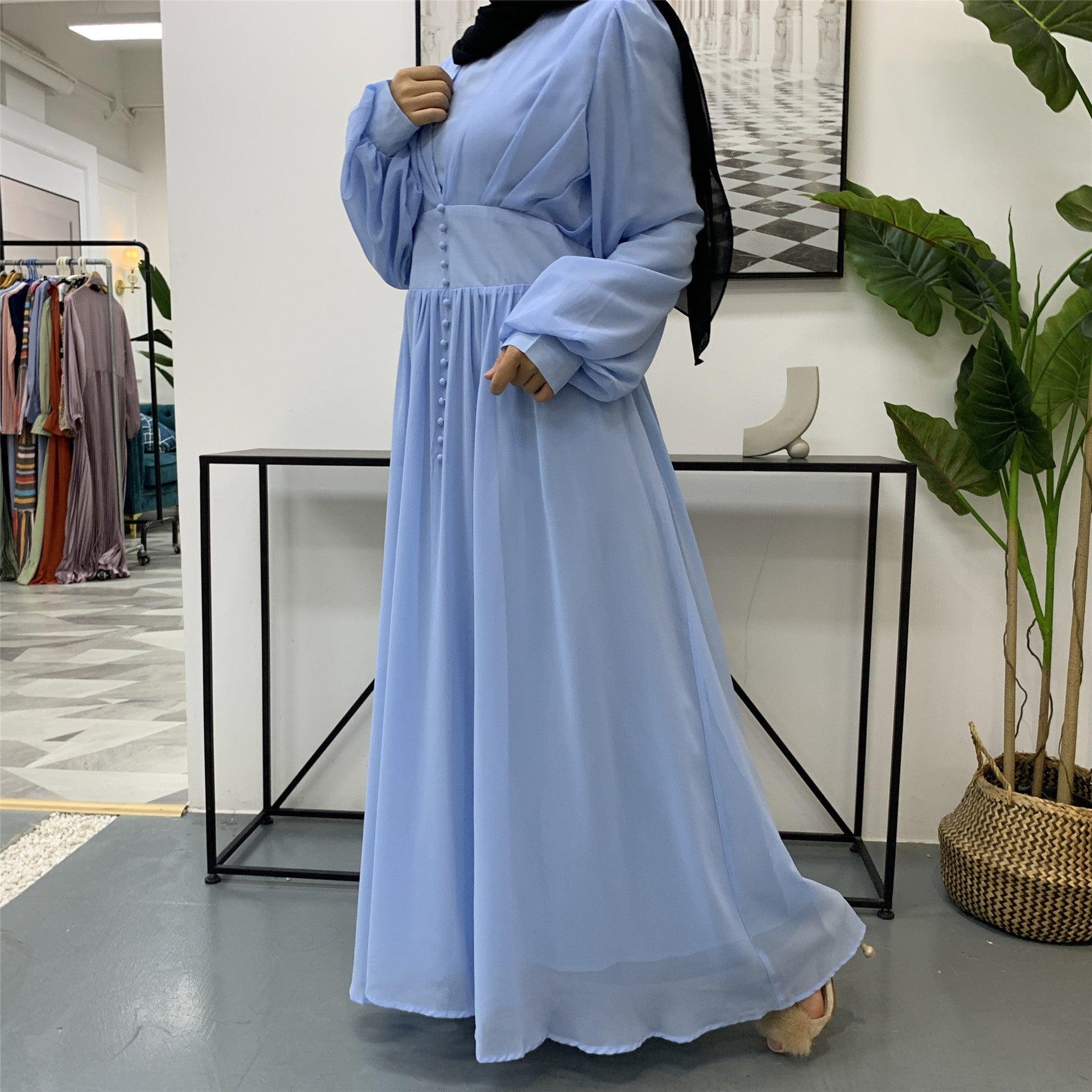 High-density Double Chiffon Fashion Simple And Elegant Muslim Dress - melvincucci