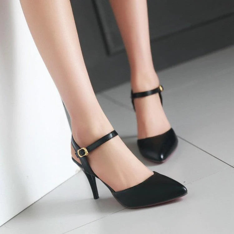 High Heel Pointy Buckle Belt Women's Shoe Hollow Out Cool - melvincucci
