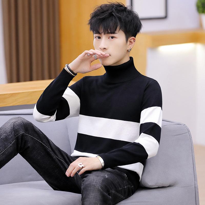 High Neck Striped Sweater Men Fashion Men - melvincucci