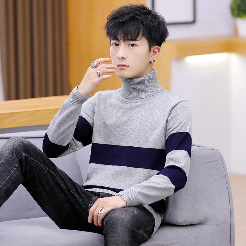 High Neck Striped Sweater Men Fashion Men - melvincucci
