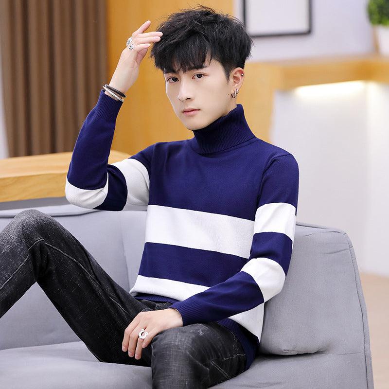 High Neck Striped Sweater Men Fashion Men - melvincucci