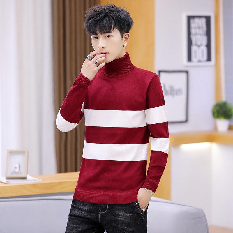 High Neck Striped Sweater Men Fashion Men - melvincucci